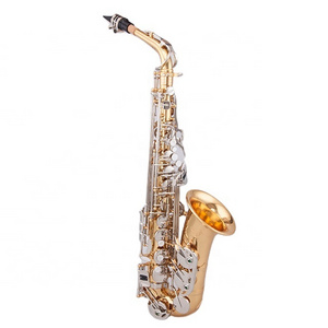 High quality brass alto saxophone with hand engraving and complete accessories