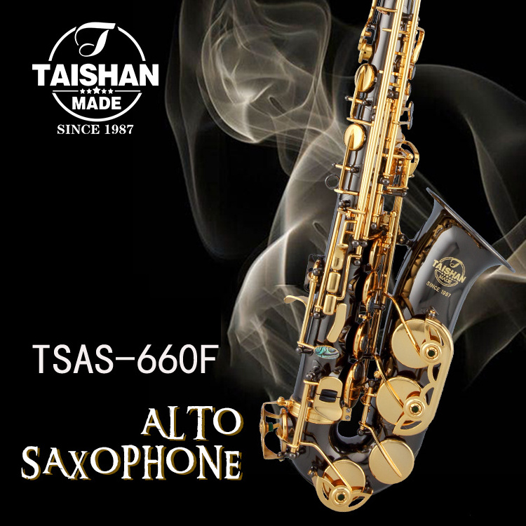 Musical Instrument Black Color Alto Saxophone With Gold lacquer Keys