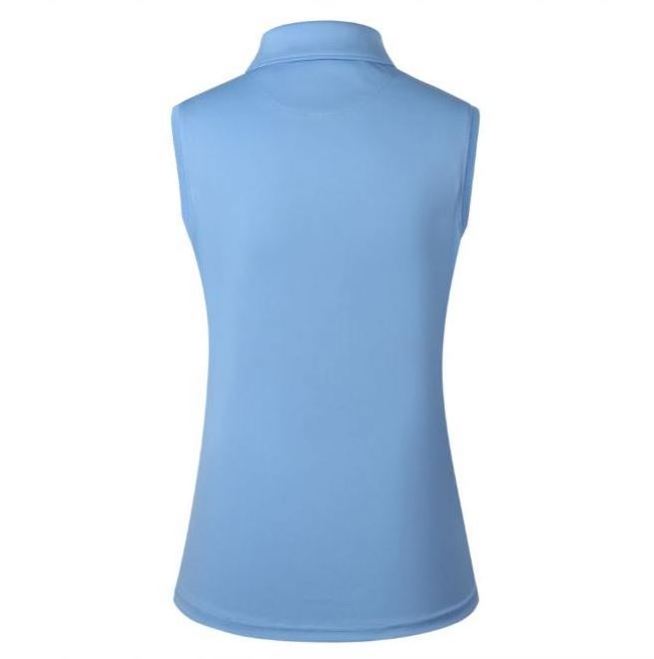 ladies golf sleeveless quick dry lightweight micro pique solid blue performance polo shirts