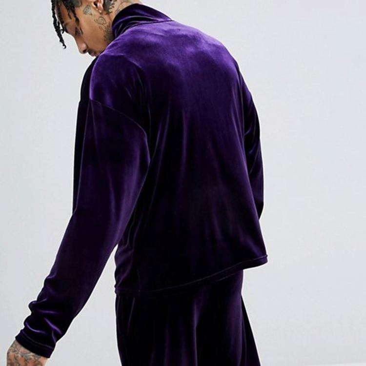 sportswear drop shoulder blank velour tracksuit