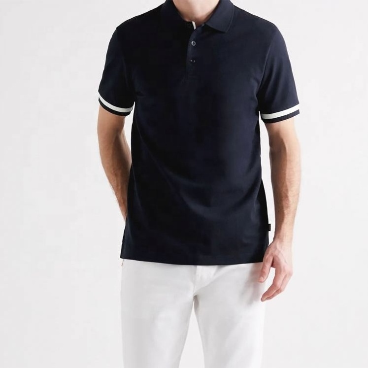 Factory Direct Comfortable Men Tshirt  Pique Contrast Trim Classic Collar Men Polo Shirt