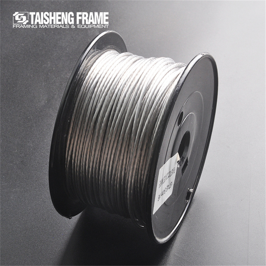 TS F02 880 Plastic Coated Galvanized Steel Braided Picture Wire Art Picture Framing Hanging Wire Ferrules Rope