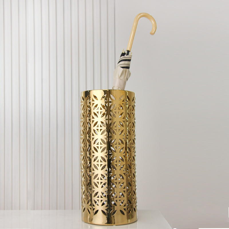 S070G 18 inch Restaurant gold umbrella stand  45.5 cm umbrella storage rack umbrella holder for entryway