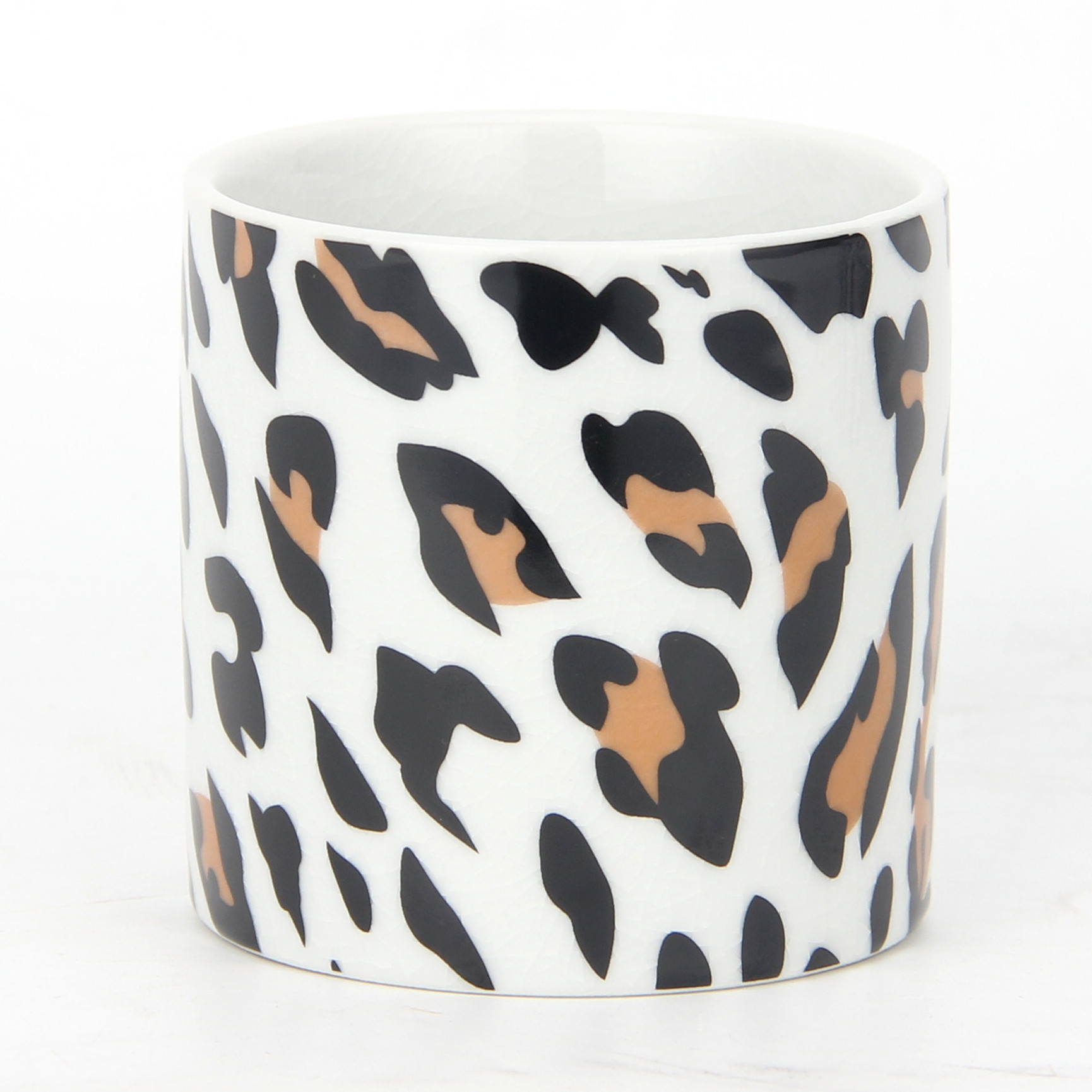 C008 3.54 inch tabletop tea light candle cup holder leopard pattern porcelain cylinder jars for candle making