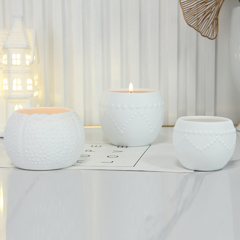 C059 candle making jar white candle bowls wedding decoration embossed candle holder