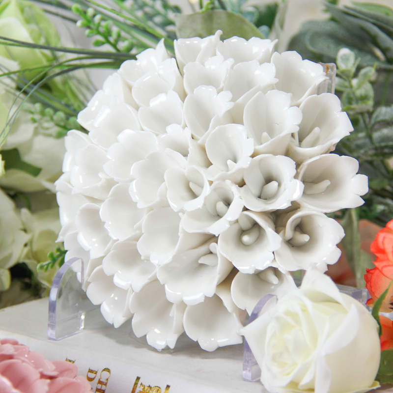 F010W 5.5 inch ceramic wall flower artificial 3d Wall Art Sculpture wall decoration flower hanging for home decor