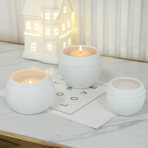 C059 candle making jar white candle bowls wedding decoration embossed candle holder