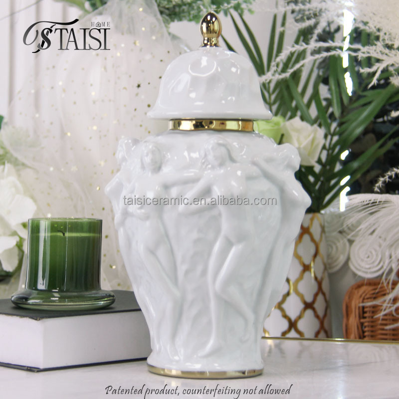 J293GB Aesthetic room decor body sculpture vase sets upscale home accessories ceramic ginger jar for table centerpieces