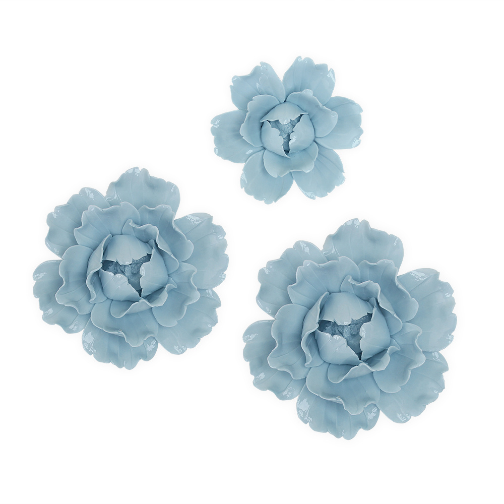 F004BL Ceramic blue flower living room decor flower wall backdrop rose wall flower decor