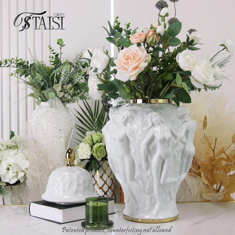 J293GB Aesthetic room decor body sculpture vase sets upscale home accessories ceramic ginger jar for table centerpieces