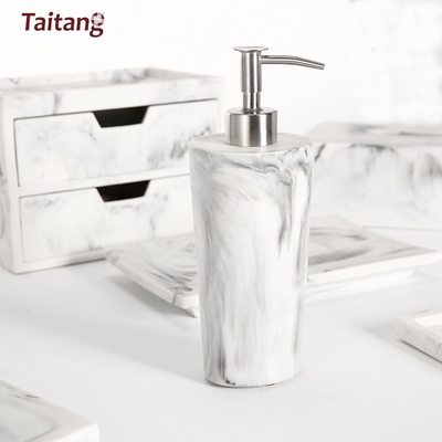 White Marble Luxury Resin Shampoo Shower Soap Dispenser Hotel Resin Bathroom Accessories Set