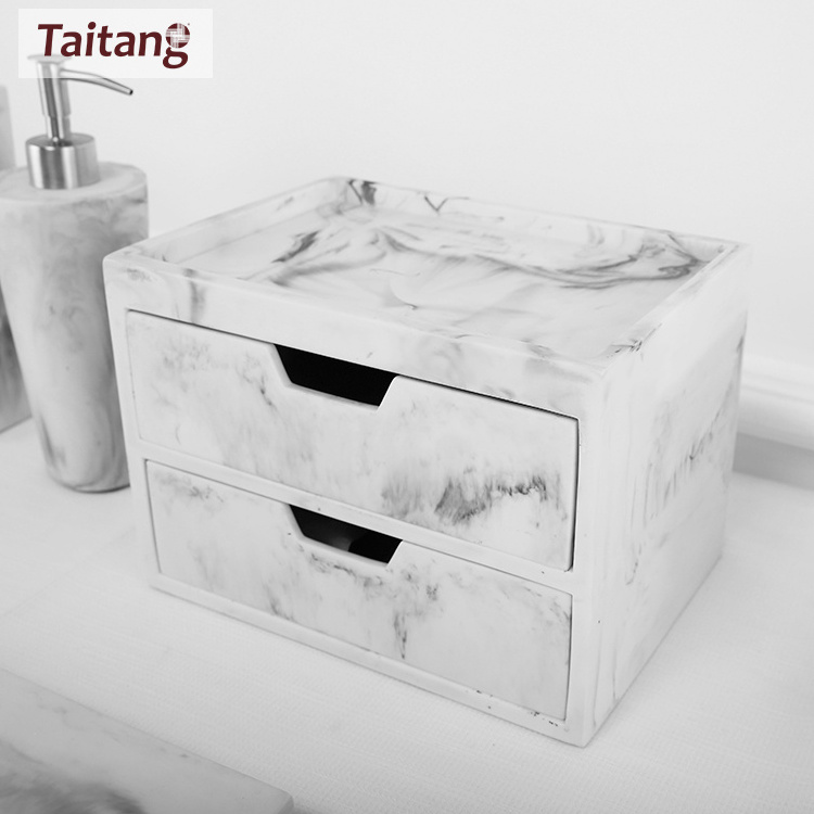 White Marble Luxury Resin Shampoo Shower Soap Dispenser Hotel Resin Bathroom Accessories Set