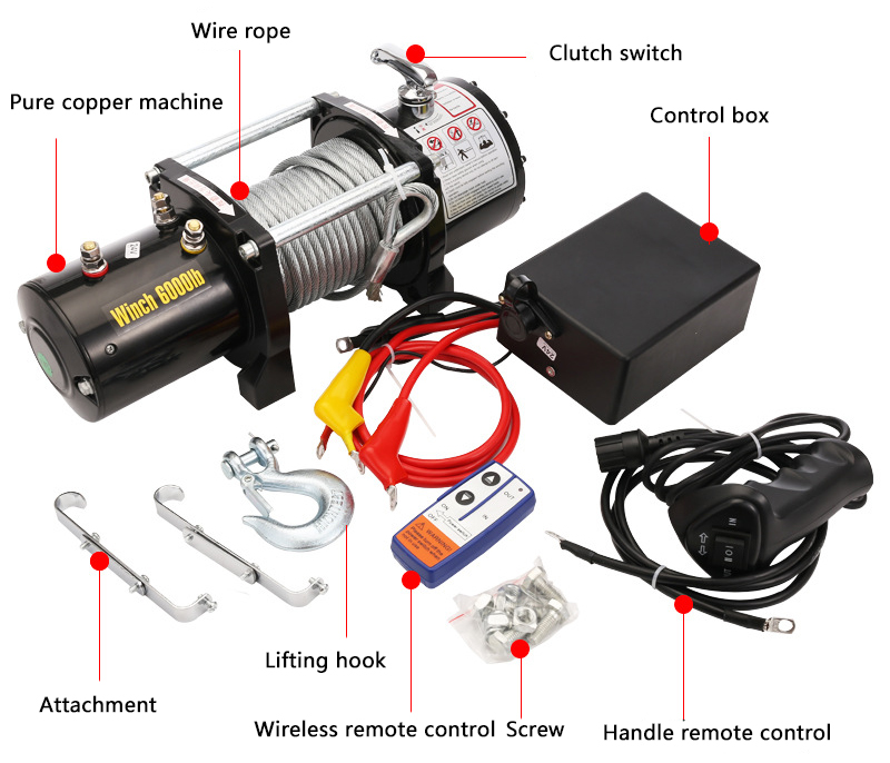 13000 lbs Electric 4x4 Winch 12v With Synthetic Rope Wireless Remote Controller Winches for Jeep Wrangler Winch