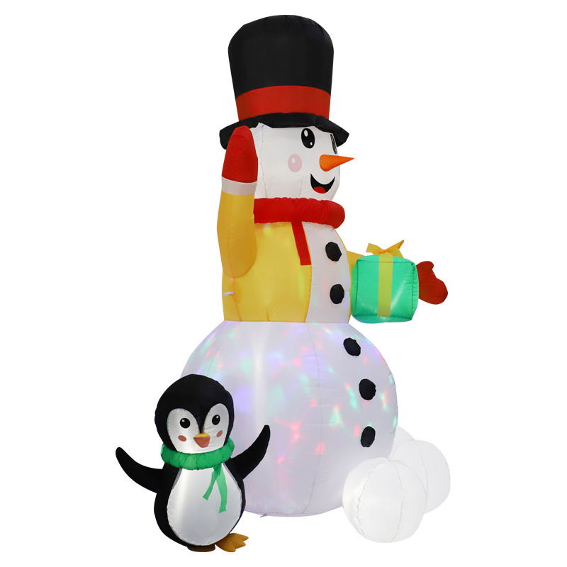 christmas Outdoor decoration Three snowballs and a penguin snowman Luminous aerated gas model Light source: LED