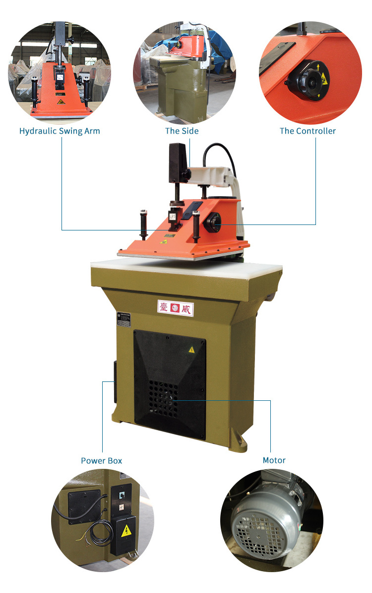 Leather press arm swing clicker press shoe factory equipment hydraulic shoe sole press machine for footwear industry