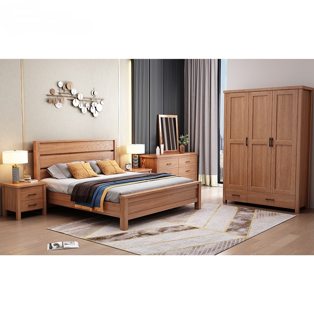 High Quality Headboard Wooden Bedroom Frame King Queen Double Size Bed Room Set For Home Furniture