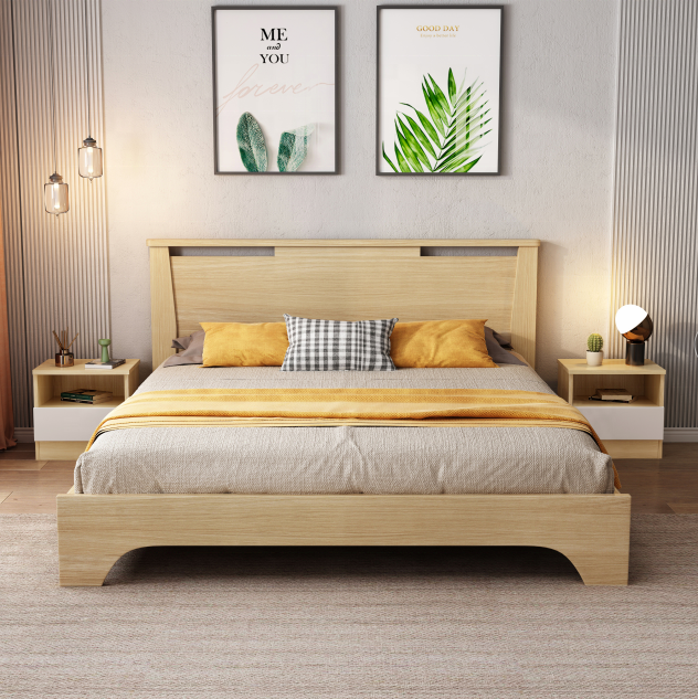 Factory Wholesale Storage Bed Frame Wooden Modern Furniture Queen Size King Double Wood Beds