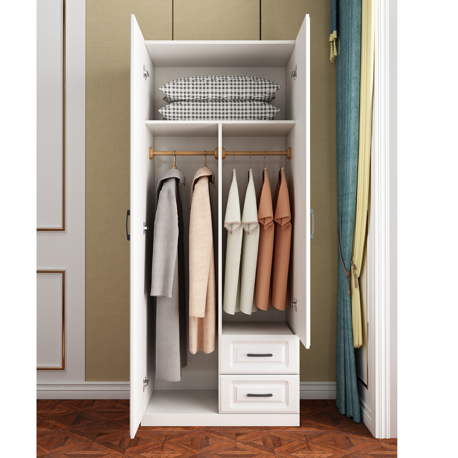 Solid Wood Portable Wardrobes With 2 Doors And Drawers  Bedroom Wardrobe Closet