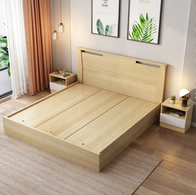 Factory Wholesale Storage Bed Frame Wooden Modern Furniture Queen Size King Double Wood Beds