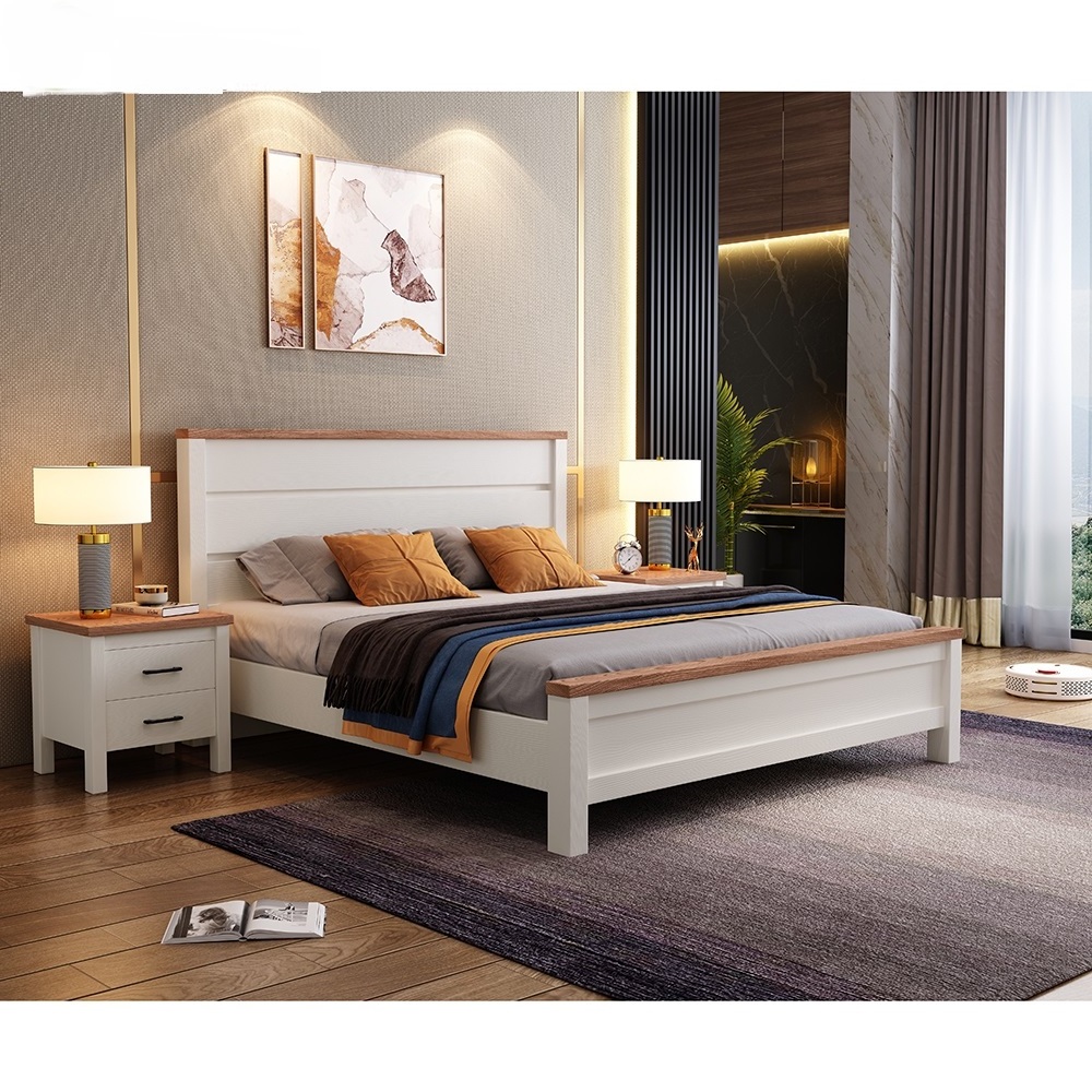 High Quality Headboard Wooden Bedroom Frame King Queen Double Size Bed Room Set For Home Furniture