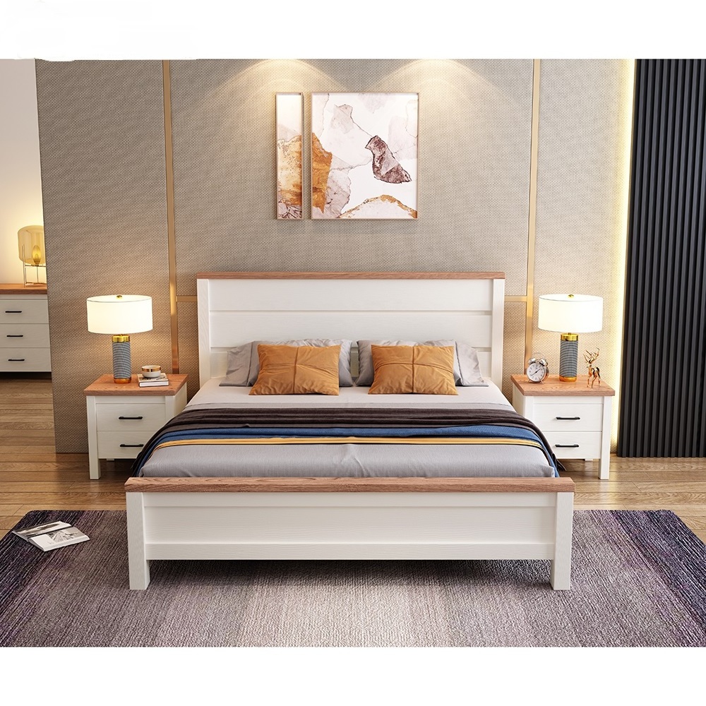 High Quality Headboard Wooden Bedroom Frame King Queen Double Size Bed Room Set For Home Furniture