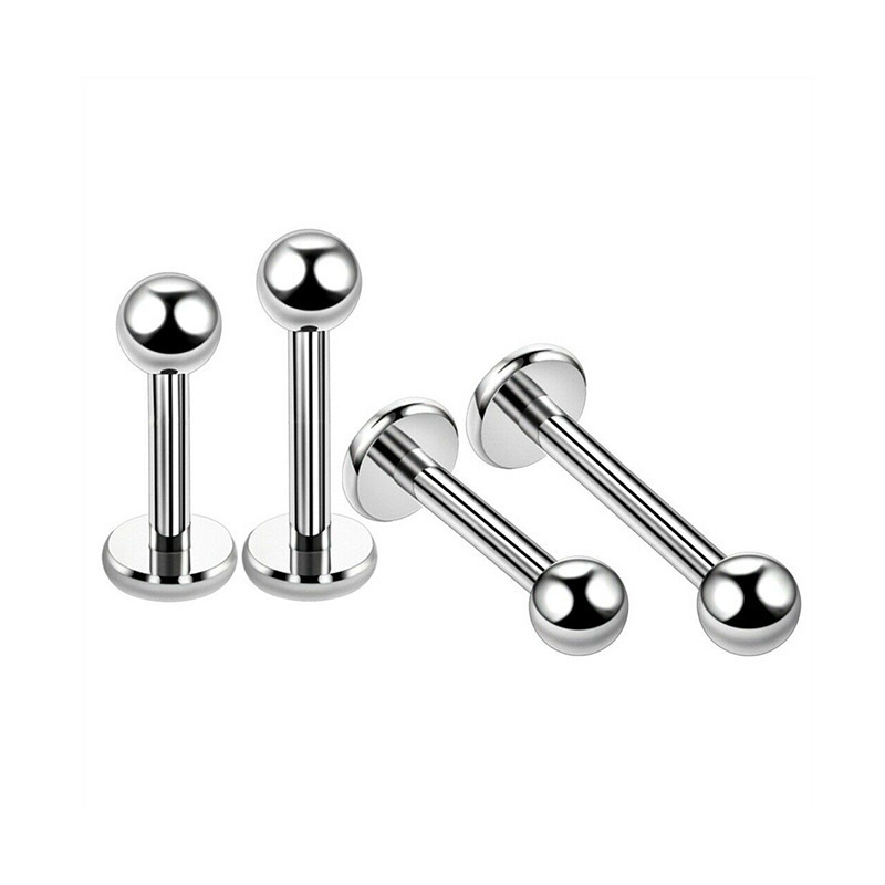 2024 New 50pcs/pack G23 Titanium External Threaded Lip Stud Earrings Lip Staple with Ball Lip Staple Piercing Jewelry