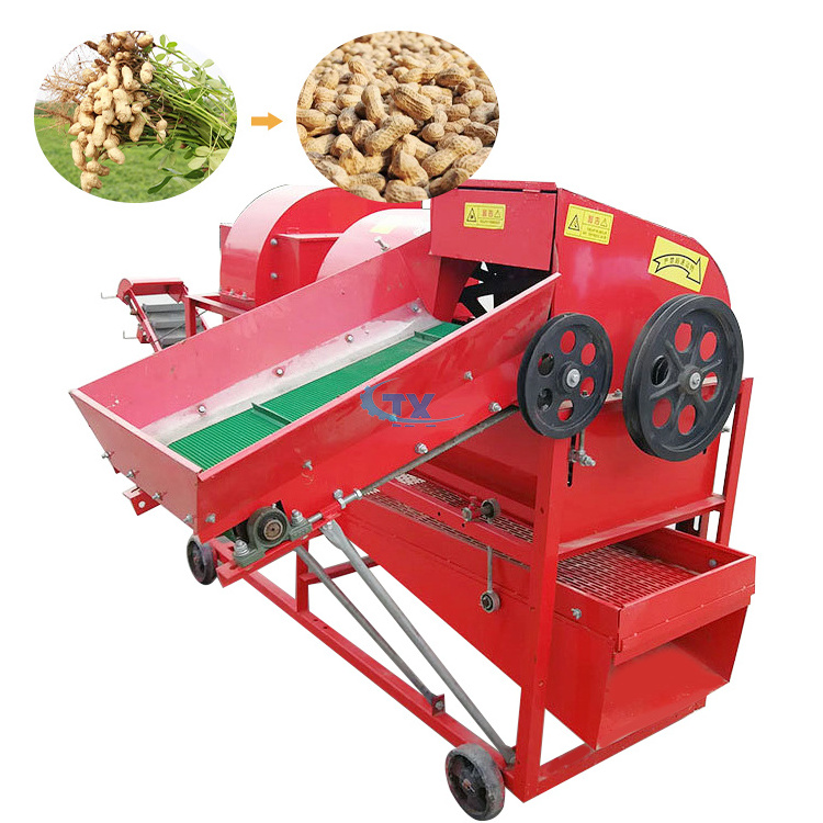 Moving groundnut peanut sheller thresher harvester machine for wet and dry