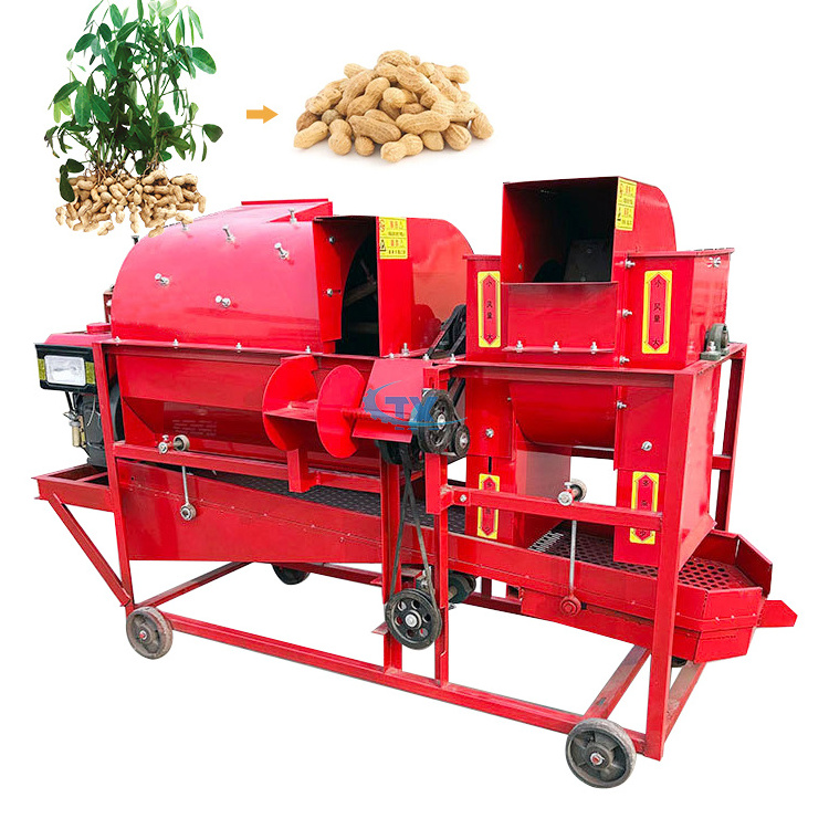 Moving groundnut peanut sheller thresher harvester machine for wet and dry