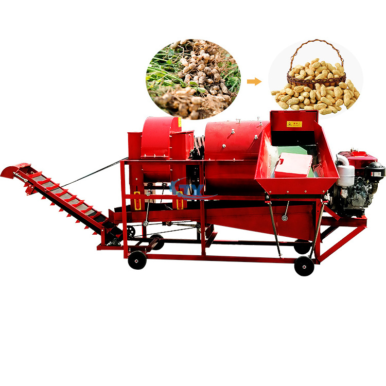 Moving groundnut peanut sheller thresher harvester machine for wet and dry