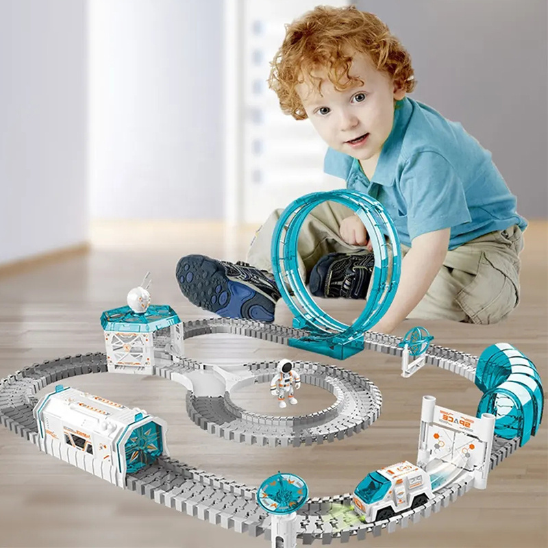 Wholesale 204pcs Kids Race Track Toys Space Electric Slot Track Car Toy Educational Track