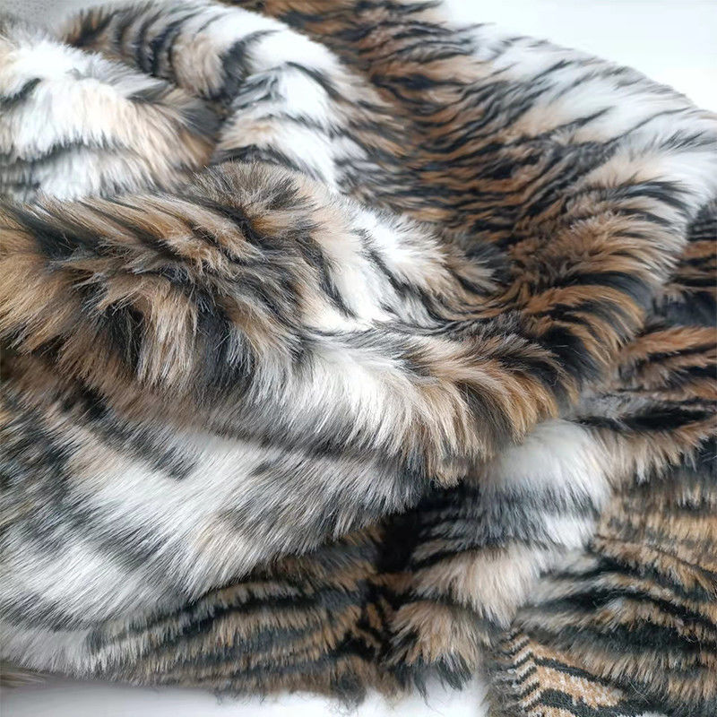 Custom Wholesale 100% Polyester Animal Print Velvet Long Pile Fur Plush Fabric For Garment