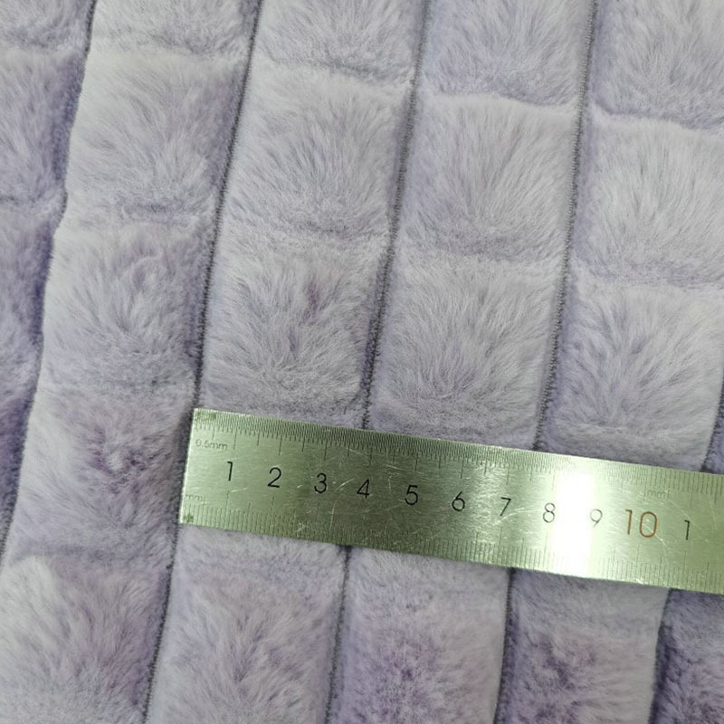 Good Quality Artificial Tartan Draw Strip Pattern Faux Rabbit Fur Fabric