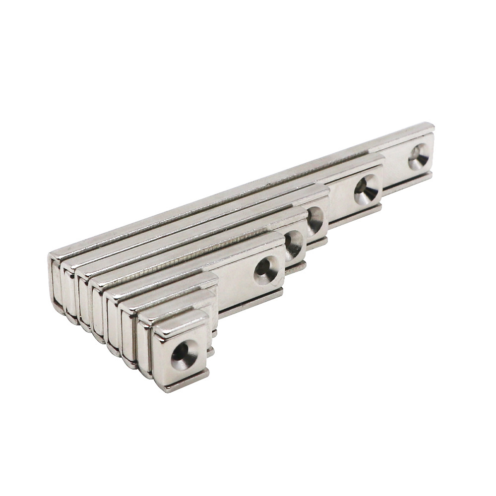 N50 N52 Strong Rectangle Neodymium Magnets Channel Assembly Magnet with Mounting Holes