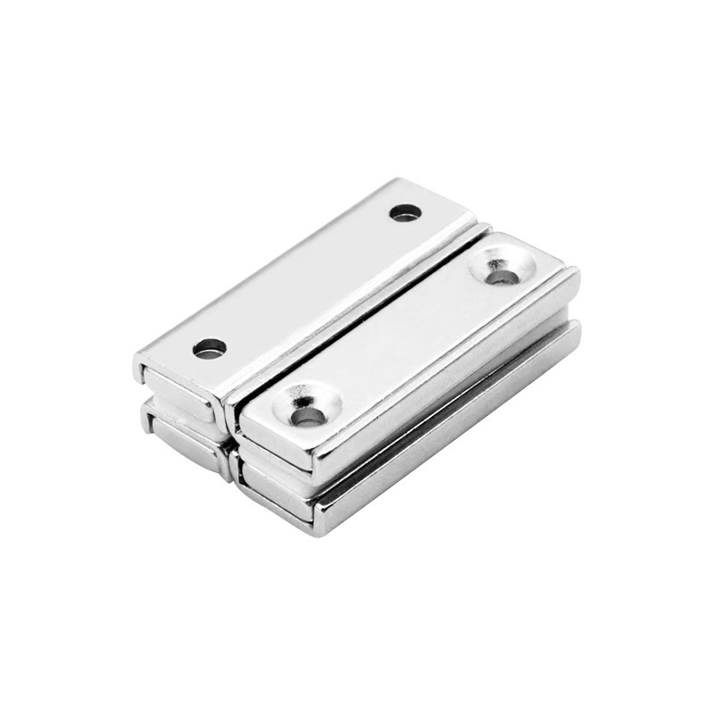 N50 N52 Strong Rectangle Neodymium Magnets Channel Assembly Magnet with Mounting Holes