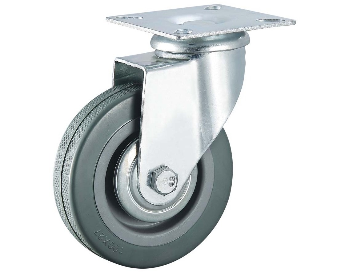 Good Sale Gray Rubber Caster 50/75/100mm 2/3/4 inch Wheel pvc roller fixed swivel with brake caster wheel Manufacturer