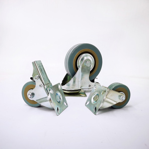 Good Sale Gray Rubber Caster 50/75/100mm 2/3/4 inch Wheel pvc roller fixed swivel with brake caster wheel Manufacturer