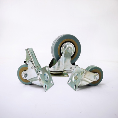 Good Sale Gray Rubber Caster 50/75/100mm 2/3/4 inch Wheel pvc roller fixed swivel with brake caster wheel Manufacturer