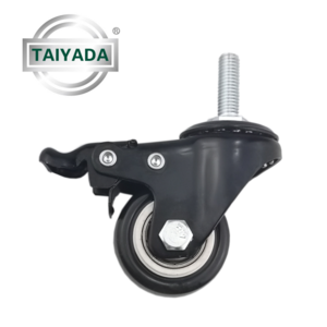 TYD 2in/50MM Threaded Stem PVC furniture industrial caster wheel with brake