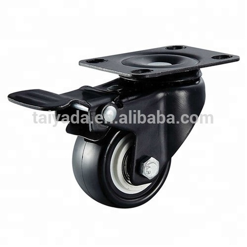 40/50/63 mm Black Fork PVC/PU Caster Wheel For Cabinet