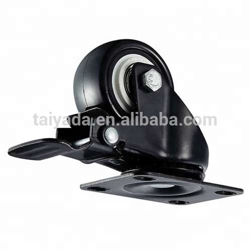 40/50/63 mm Black Fork PVC/PU Caster Wheel For Cabinet