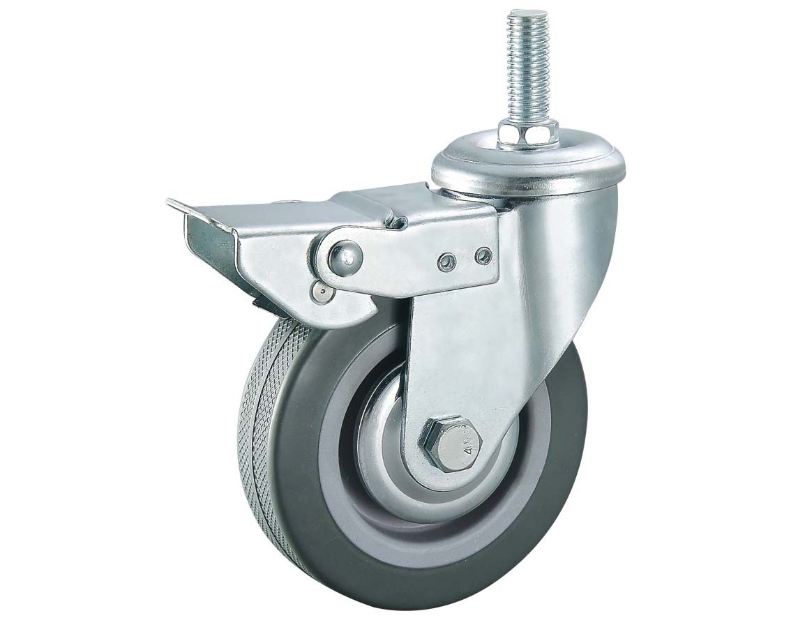 Good Sale Gray Rubber Caster 50/75/100mm 2/3/4 inch Wheel pvc roller fixed swivel with brake caster wheel Manufacturer