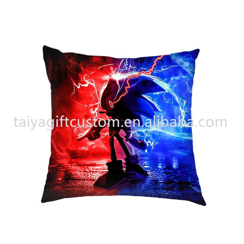 Manufacturers direct sale cartoon TY-sonic pillowcase custom logo sequin Cotton Polyester Cushion Throw Pillows Case