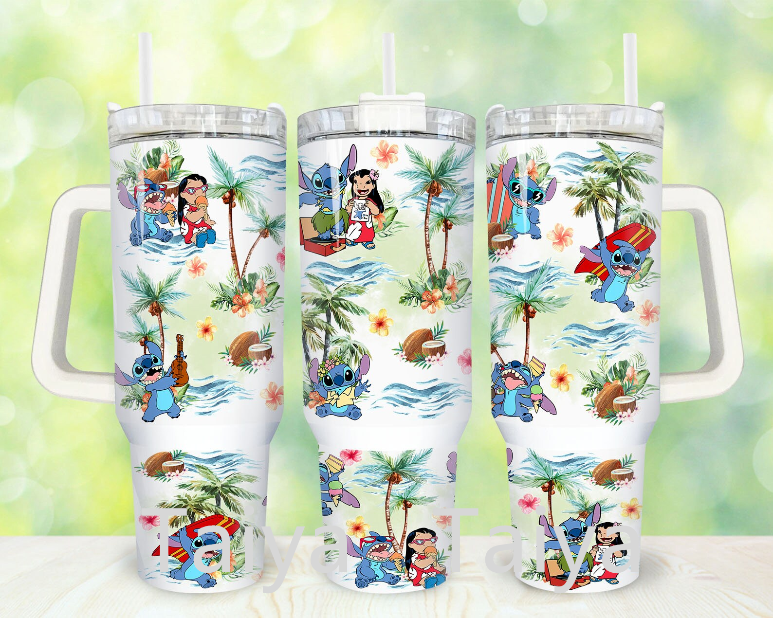 Karol G Cartoon 3D stitch Sublimation 40oz Quencher Double Wall Stainless Steel Vacuum Insulated Tumbler With Handle