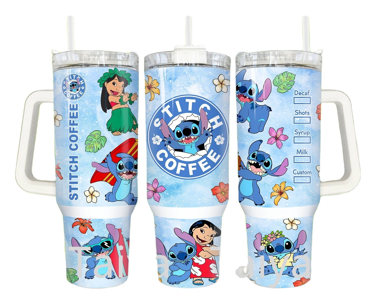 Karol G Cartoon 3D stitch Sublimation 40oz Quencher Double Wall Stainless Steel Vacuum Insulated Tumbler With Handle