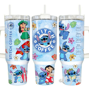 Karol G Cartoon 3D stitch Sublimation 40oz Quencher Double Wall Stainless Steel Vacuum Insulated Tumbler With Handle