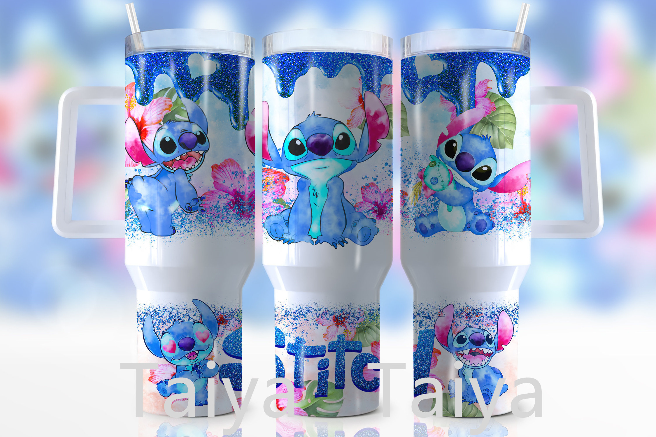 Karol G Cartoon 3D stitch Sublimation 40oz Quencher Double Wall Stainless Steel Vacuum Insulated Tumbler With Handle