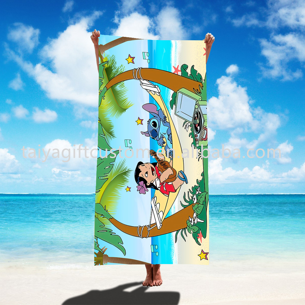 Wholesale Cheap Microfiber Stitch Print Custom Quick Dry China OEM Promotional Super soft Beach Towels