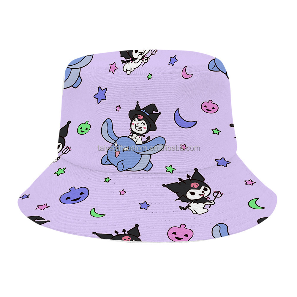 Kulomi Stitch KT cartoon fisherman hat female summer sun protection outdoor casual all-match Wide Brim sun Bucket Fisherman Hat