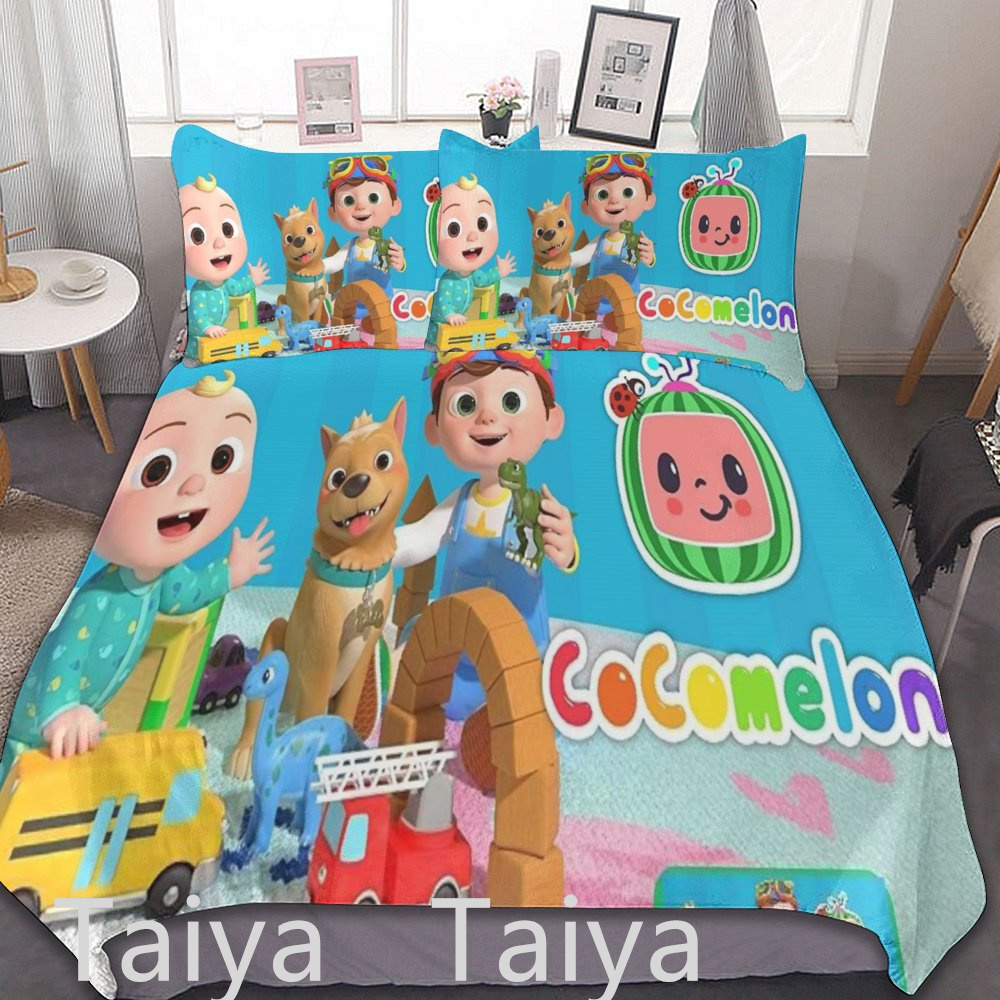 Small Quantity Customized printing cartoon cute cocomelon Bedding Duvet Cover Quilt Set