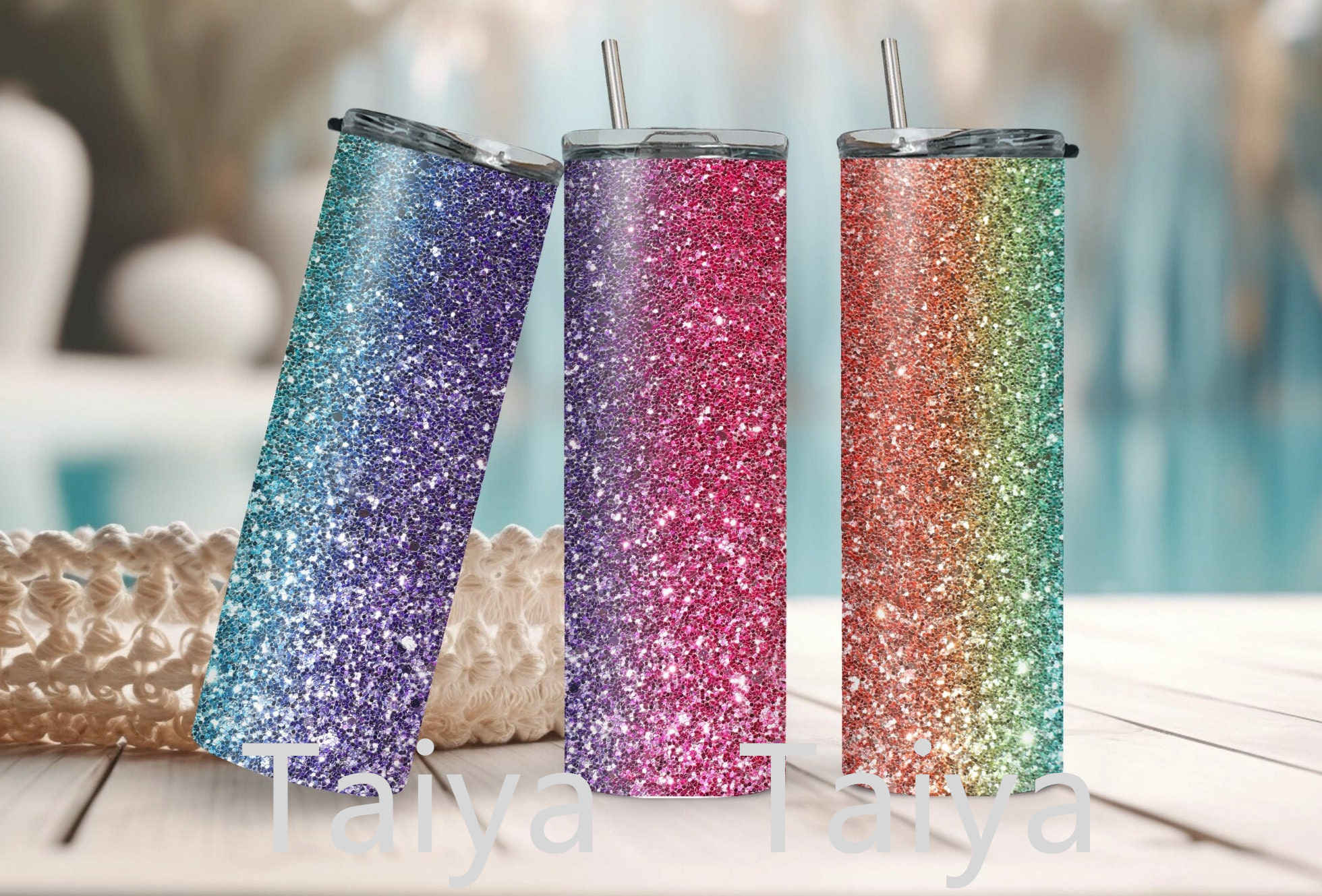 2024 new design Fashion karol g Custom Sublimation 20oz Pink Glitters Travel Tumbler Add Your Own Name 3d Glitters tea Cup